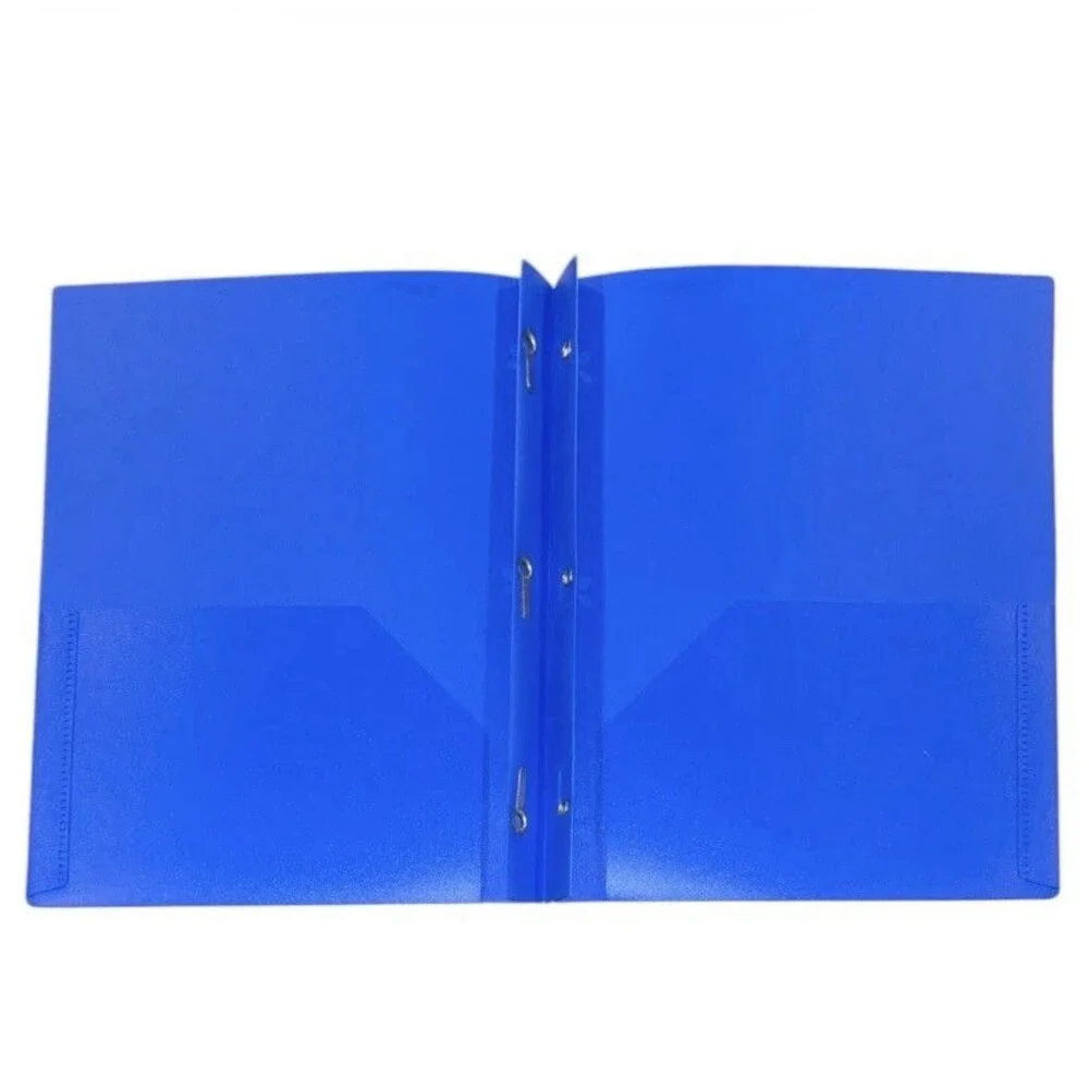 3x Wexford Heavy Duty 2 Pocket Plastic Folders w/ Report Cover & Prongs 9.5x11